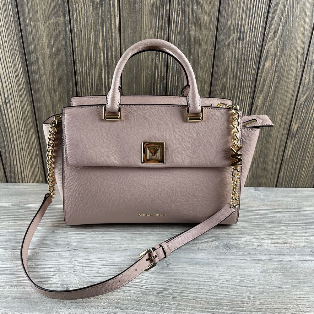 Michael Kors Sylvia Medium Top Zip Satchel in Soft Pink